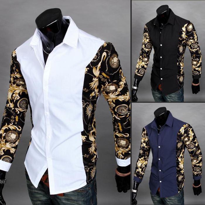 Black and gold dress shirt for men