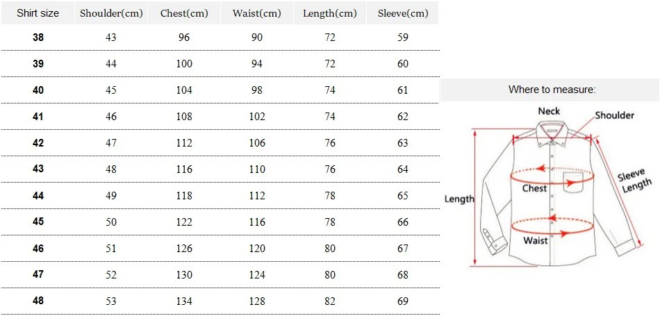 Men's dress shirt sizing