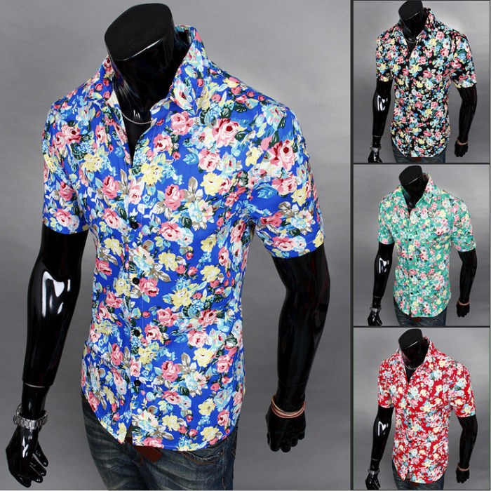 Shirts slim collar comfort sleeve printed floral mens square spring summer dress fit long