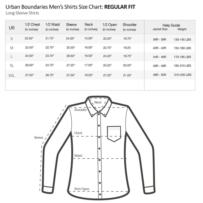 Men's dress shirt sizing