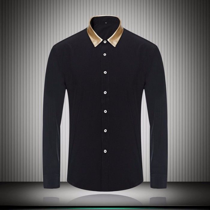 Black and gold dress shirt for men